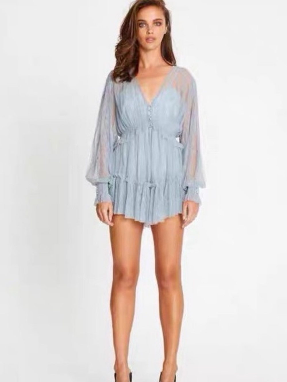 Alice McCall Powder Blue Lace V-Neck Dress